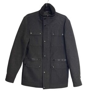 EXPRESS Mens Dark Gray Wool Blend Utility Jacket Coat Military Style Size S P‎